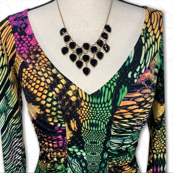 Boston Proper Reptile Print Bodycon Dress - Sz 2 - Picture 9 of 16